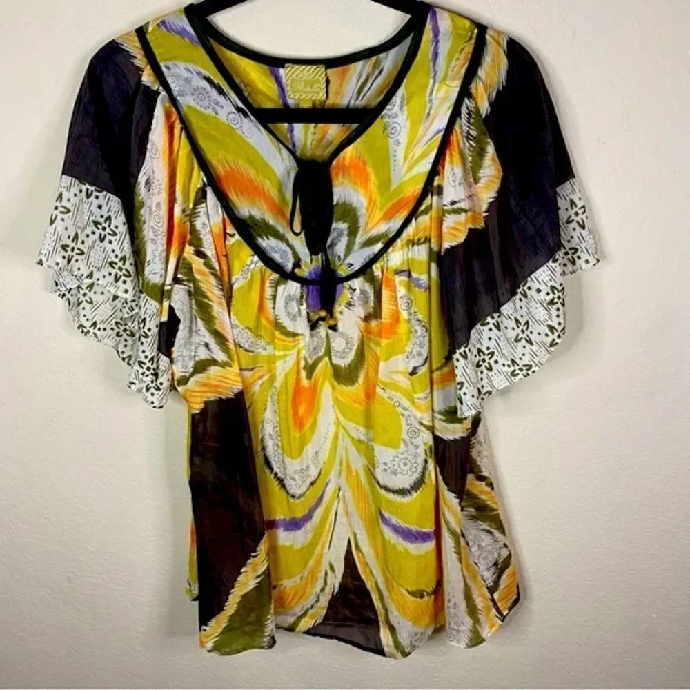 Anthropologie Postella Silk Peasant Blouse Sz M